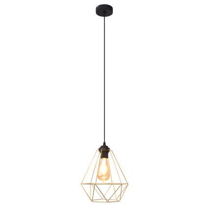 Luster na lanku KARO 1xE27/15W/230V zlatá/čierna
