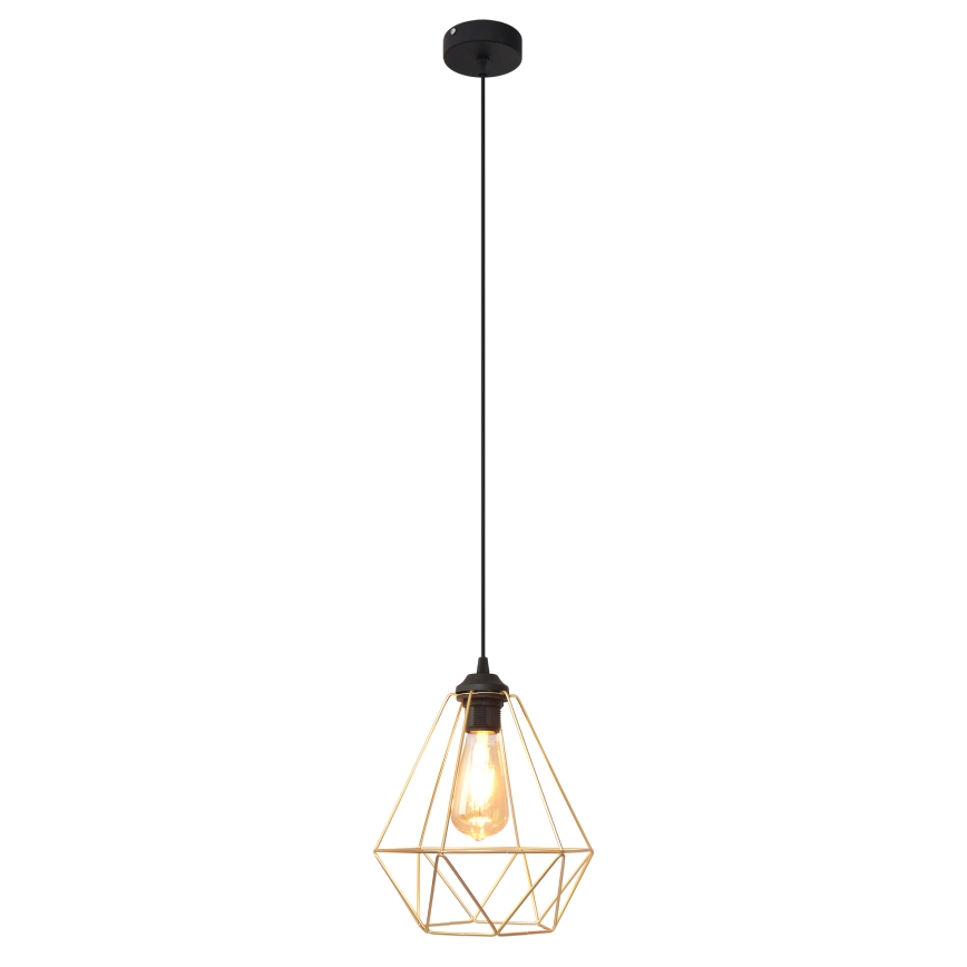 Luster na lanku KARO 1xE27/15W/230V zlatá/čierna