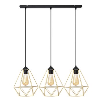Luster na lanku KARO 3xE27/15W/230V zlatá/čierna