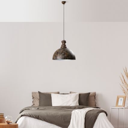 Luster na lanku KURE 1xE27/40W/230V pr. 40 cm šedá