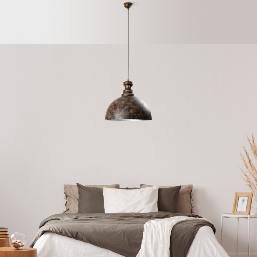 Luster na lanku KURE 1xE27/40W/230V pr. 40 cm šedá