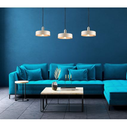 Luster na lanku LATTE 3xE27/60W/230V béžová/čierna/zlatá