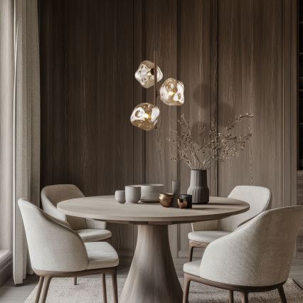 Luster na lanku LAVA 3xG9/8W/230V bronzový/dymovo-béžový