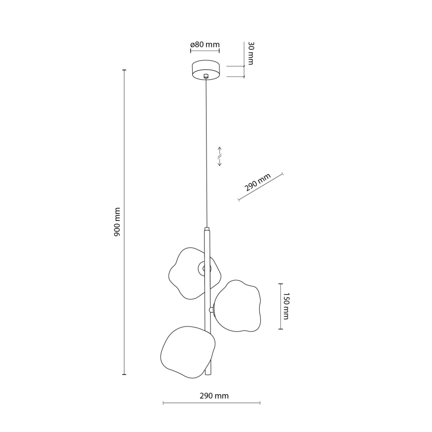 Luster na lanku LAVA 3xG9/8W/230V bronzový/dymovo-béžový