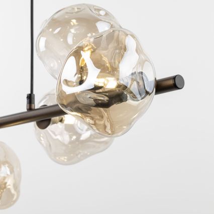 Luster na lanku LAVA 7xG9/8W/230V bronzová/dymovo-béžová