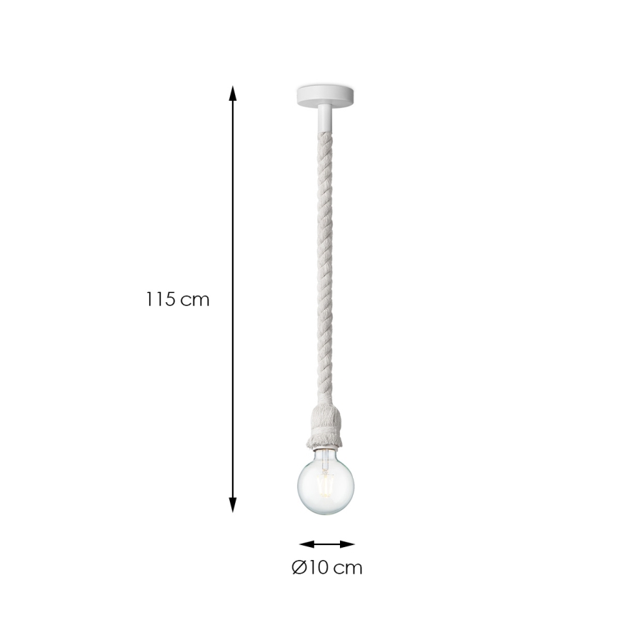 Luster na lanku LEONARDO ROPE 1xE27/10W/230V biela