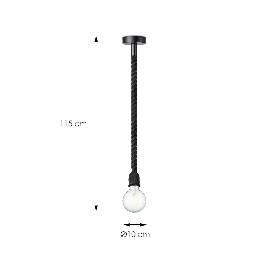 Luster na lanku LEONARDO ROPE 1xE27/10W/230V čierna