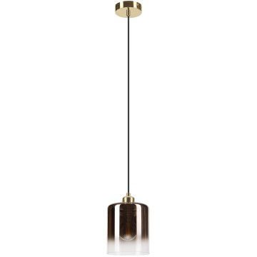Luster na lanku LIAH 1xE27/15W/230V zlatá/dymovo-hnedá