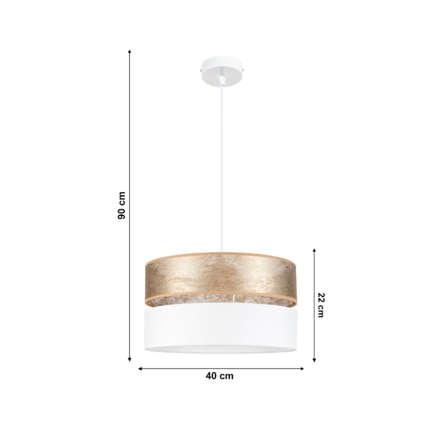 Luster na lanku LIMA 1xE27/60W/230V biela/zlatá