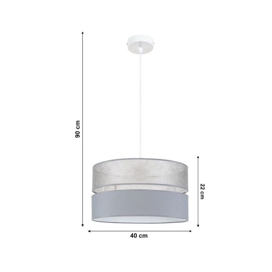 Luster na lanku LIMA 1xE27/60W/230V šedá