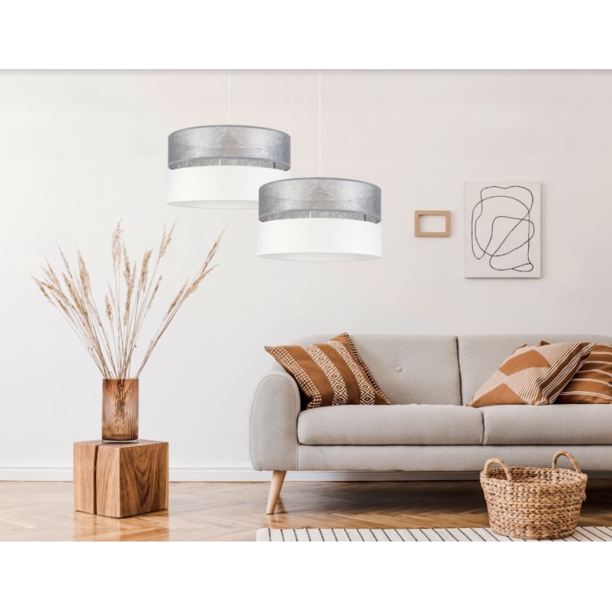 Luster na lanku LIMA 1xE27/60W/230V strieborná/biela