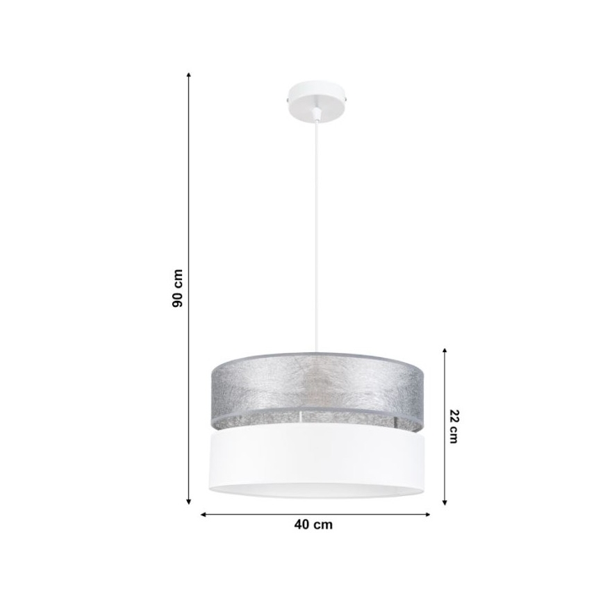 Luster na lanku LIMA 1xE27/60W/230V strieborná/biela