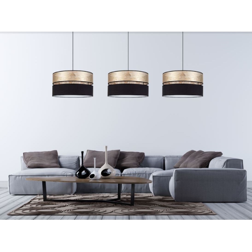 Luster na lanku LIMA 1xE27/60W/230V zlatá/čierna