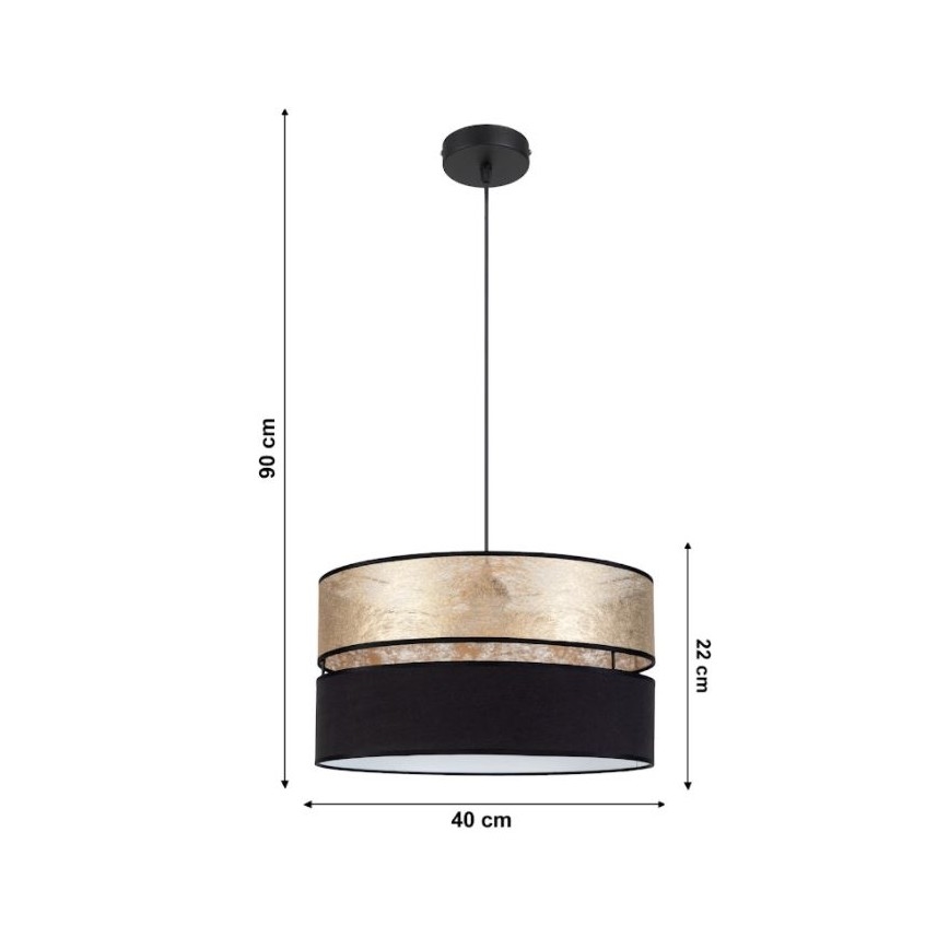 Luster na lanku LIMA 1xE27/60W/230V zlatá/čierna
