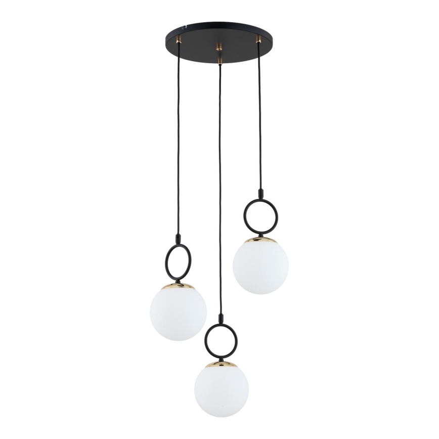 Luster na lanku LISTER 3xE14/10W/230V čierna/biela