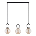 Luster na lanku LISTER 3xE14/10W/230V čierna/dymová béžová