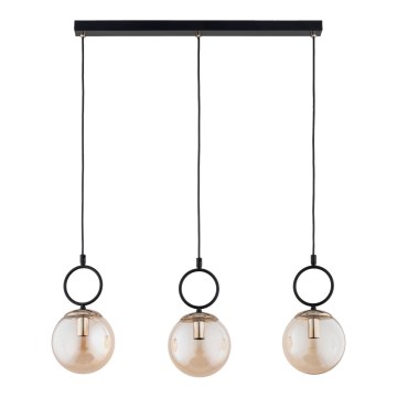 Luster na lanku LISTER 3xE14/10W/230V čierna/dymová béžová