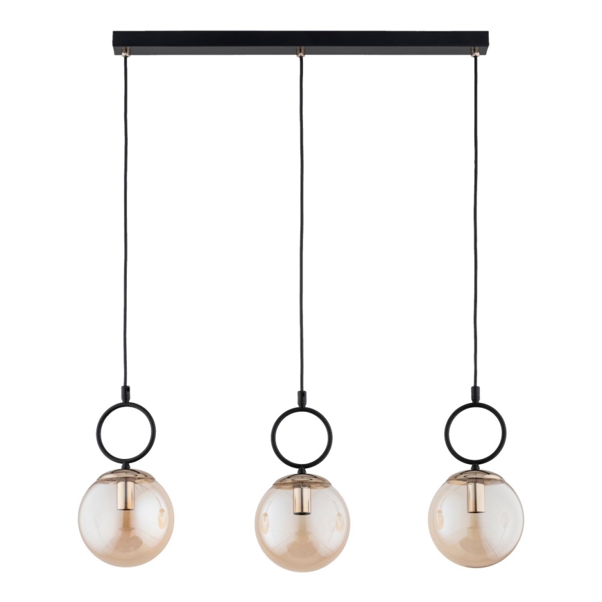 Luster na lanku LISTER 3xE14/10W/230V čierna/dymová béžová