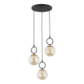 Luster na lanku LISTER 3xE14/10W/230V čierna/dymová béžová