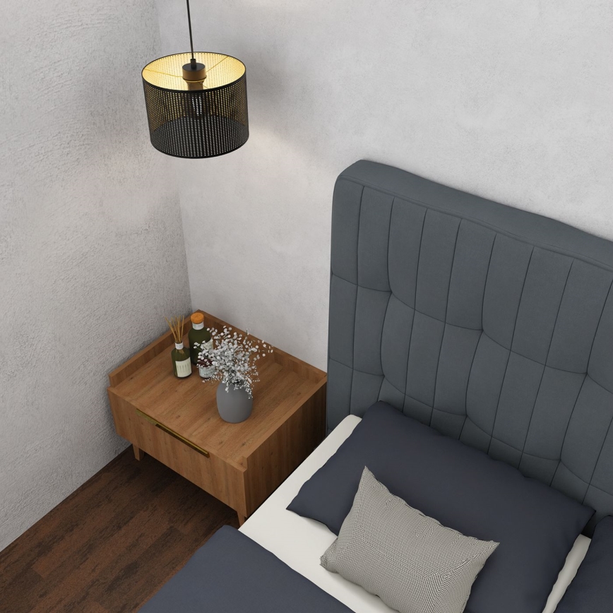 Luster na lanku LOFT SHADE 1xE27/60W/230V pr. 25 cm čierna/zlatá