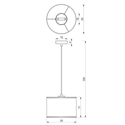 Luster na lanku LOFT SHADE 1xE27/60W/230V pr. 25 cm čierna/zlatá