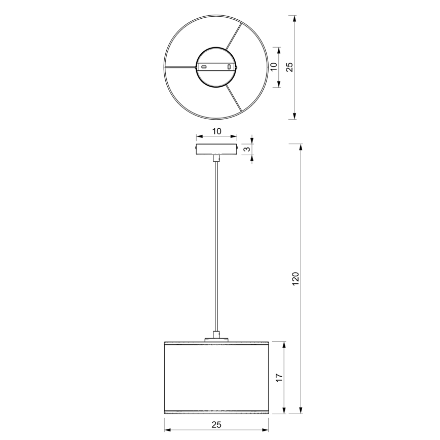 Luster na lanku LOFT SHADE 1xE27/60W/230V pr. 25 cm čierna/zlatá