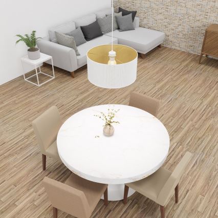 Luster na lanku LOFT SHADE 1xE27/60W/230V pr. 40 cm biela/zlatá