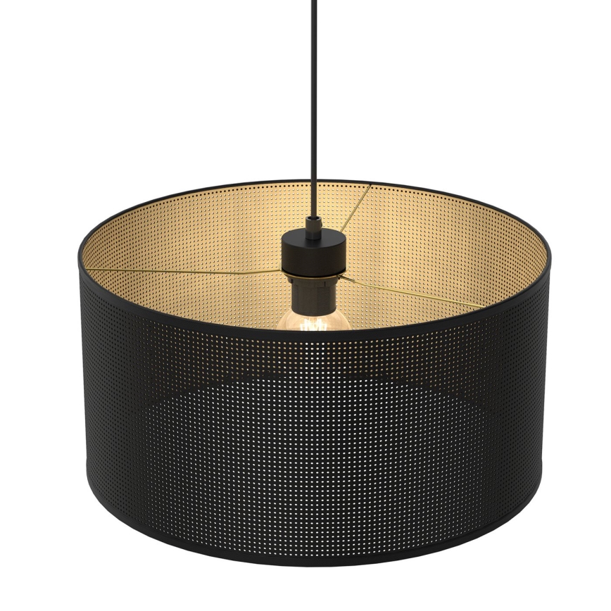 Luster na lanku LOFT SHADE 1xE27/60W/230V pr. 40 cm čierna/zlatá