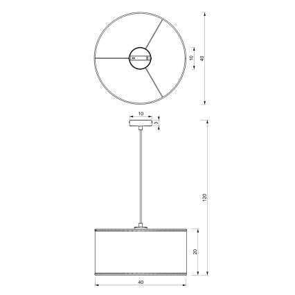 Luster na lanku LOFT SHADE 1xE27/60W/230V pr. 40 cm čierna/zlatá