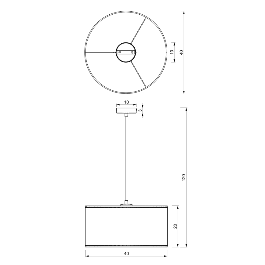 Luster na lanku LOFT SHADE 1xE27/60W/230V pr. 40 cm čierna/zlatá