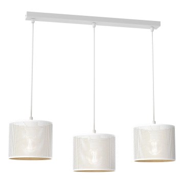 Luster na lanku LOFT SHADE 3xE27/60W/230V biela/zlatá