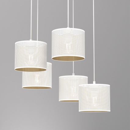 Luster na lanku LOFT SHADE 5xE27/60W/230V biela/zlatá