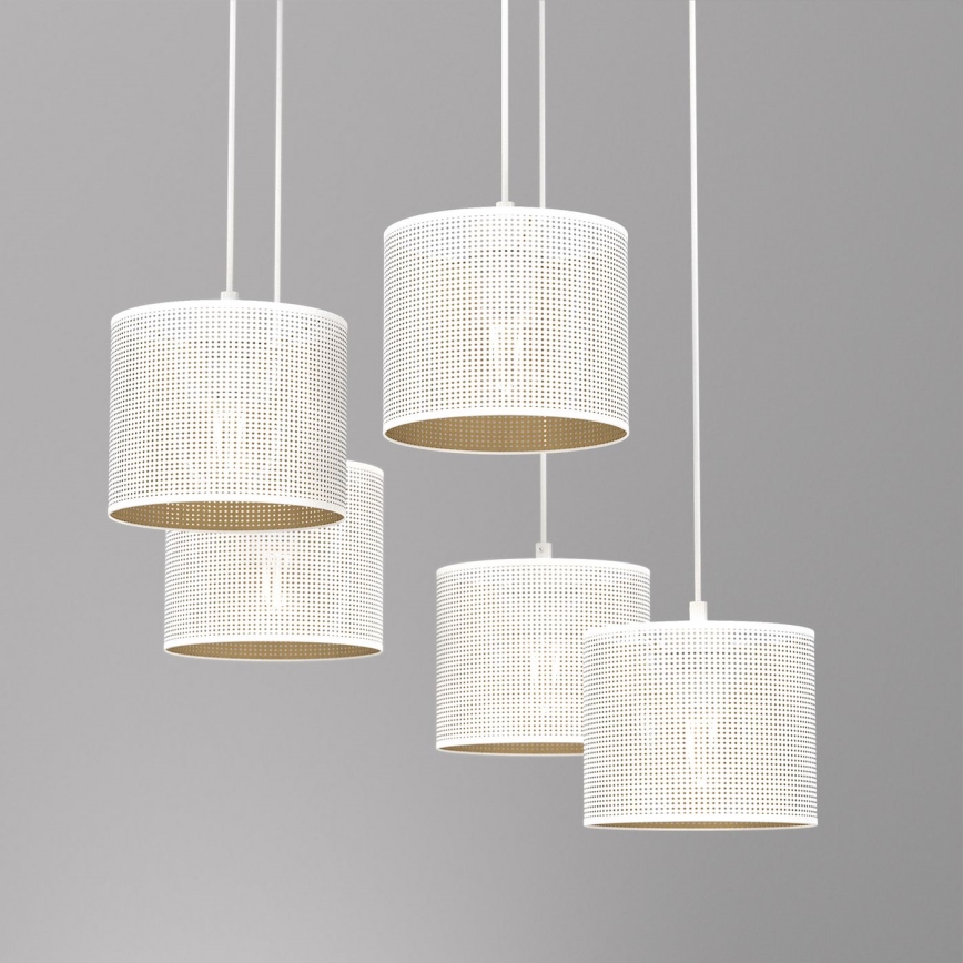 Luster na lanku LOFT SHADE 5xE27/60W/230V biela/zlatá