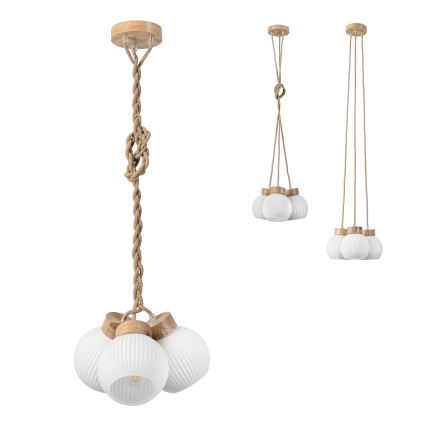 Luster na lanku LOOMIS 3xE27/15W/230V 130 cm béžová/dub