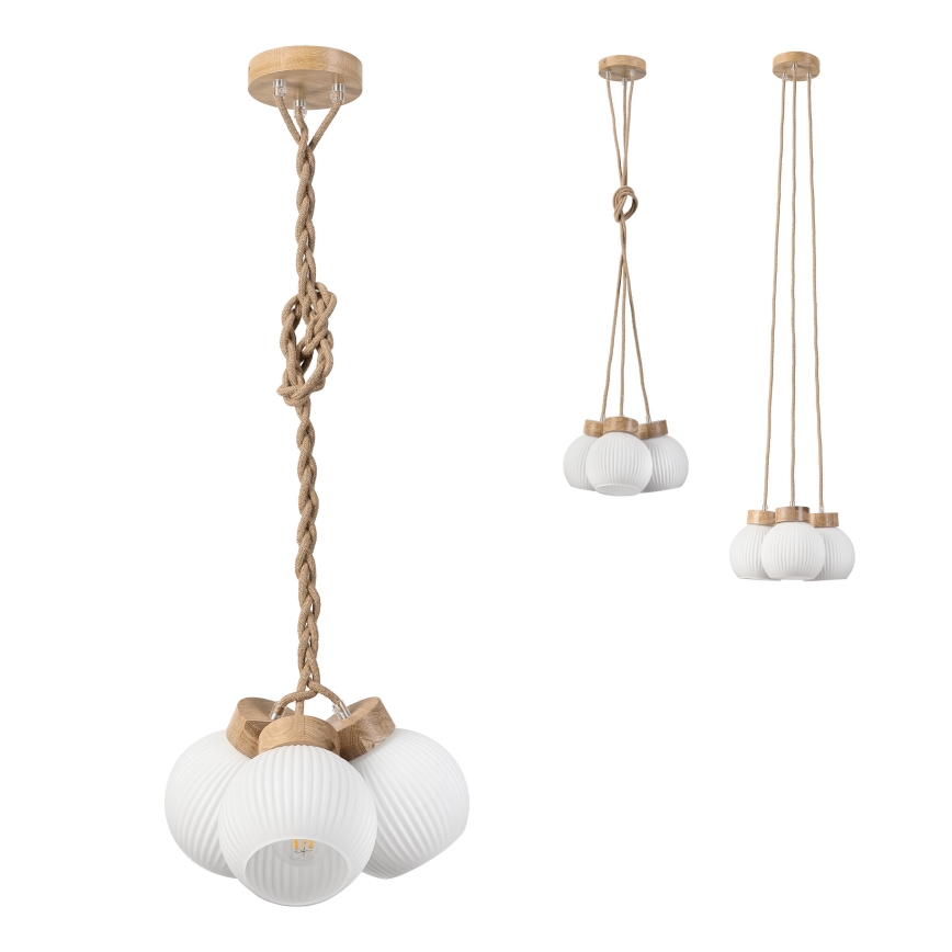 Luster na lanku LOOMIS 3xE27/15W/230V 130 cm béžová/dub