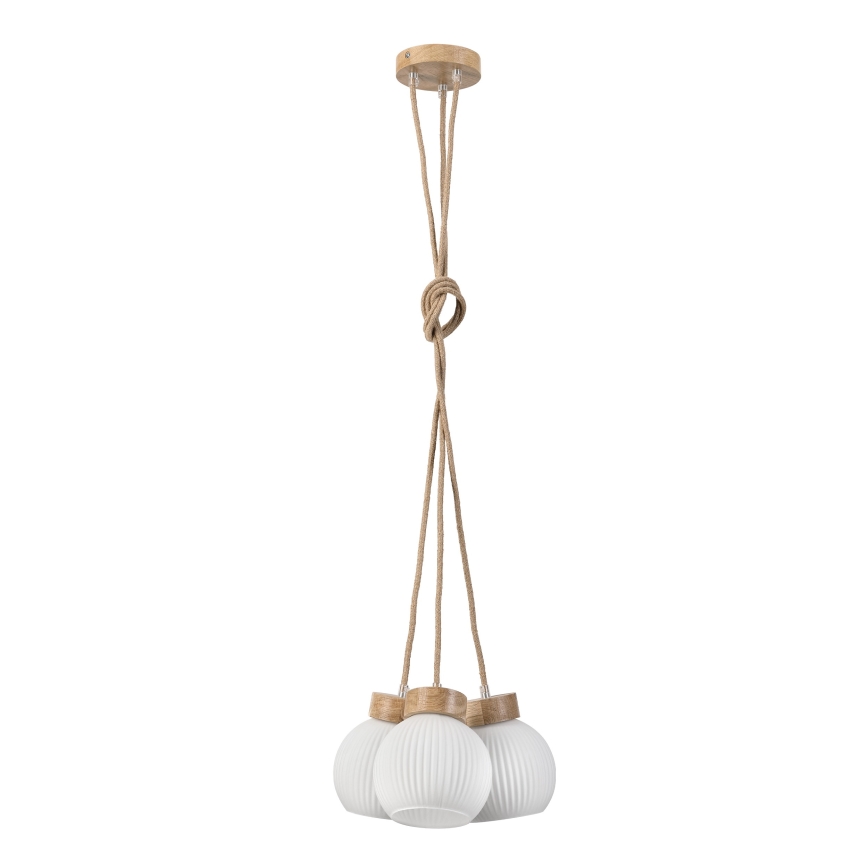 Luster na lanku LOOMIS 3xE27/15W/230V 130 cm béžová/dub