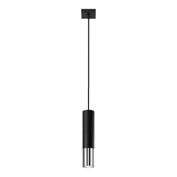 Luster na lanku LOOPEZ 1xGU10/10W/230V čierna/lesklý chróm