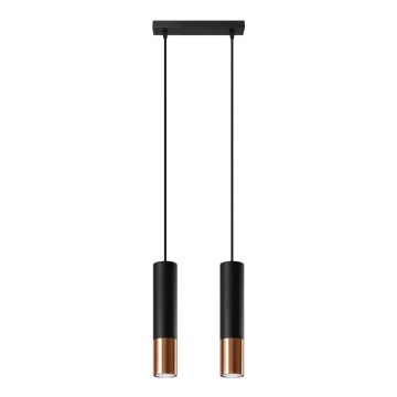 Luster na lanku LOOPEZ 2xGU10/10W/230V čierna/meď