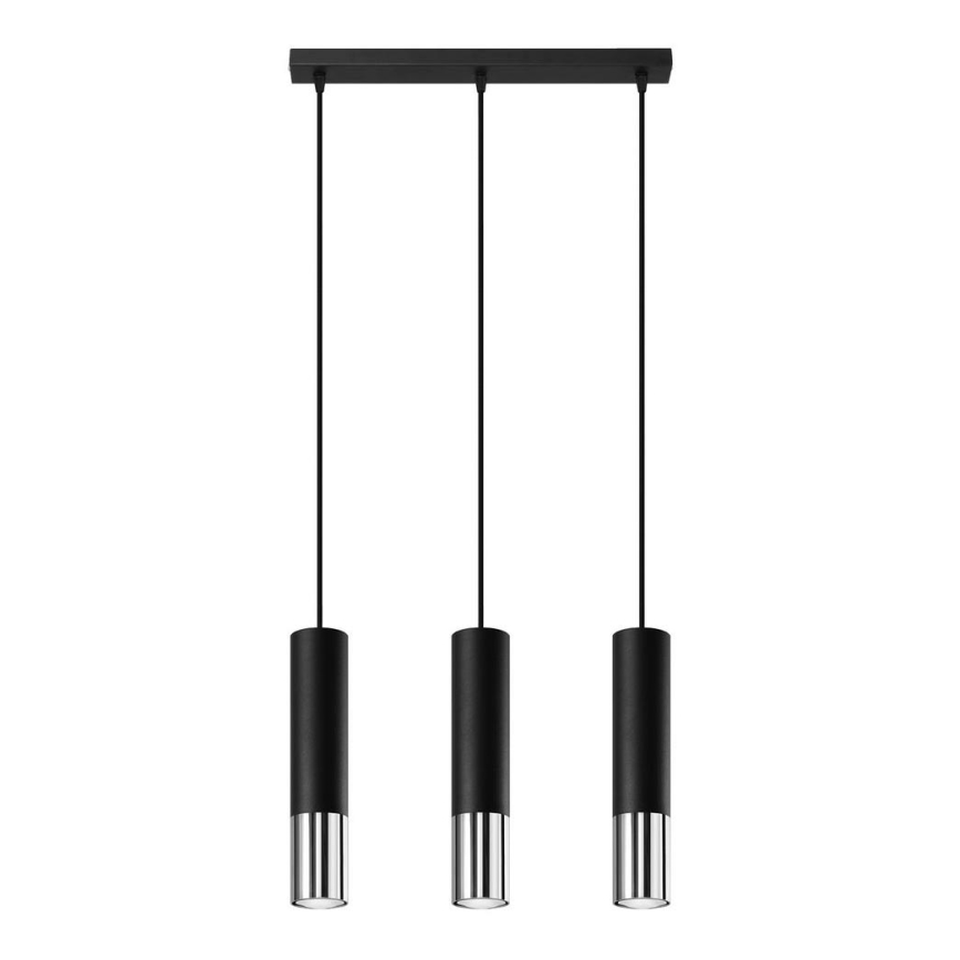 Luster na lanku LOOPEZ 3xGU10/10W/230V čierna/lesklý chróm