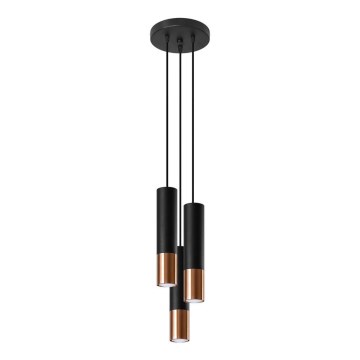 Luster na lanku LOOPEZ 3xGU10/40W/230V okrúhly čierna/meď
