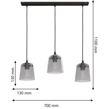 Luster na lanku LUCEA 3xE27/15W/230V