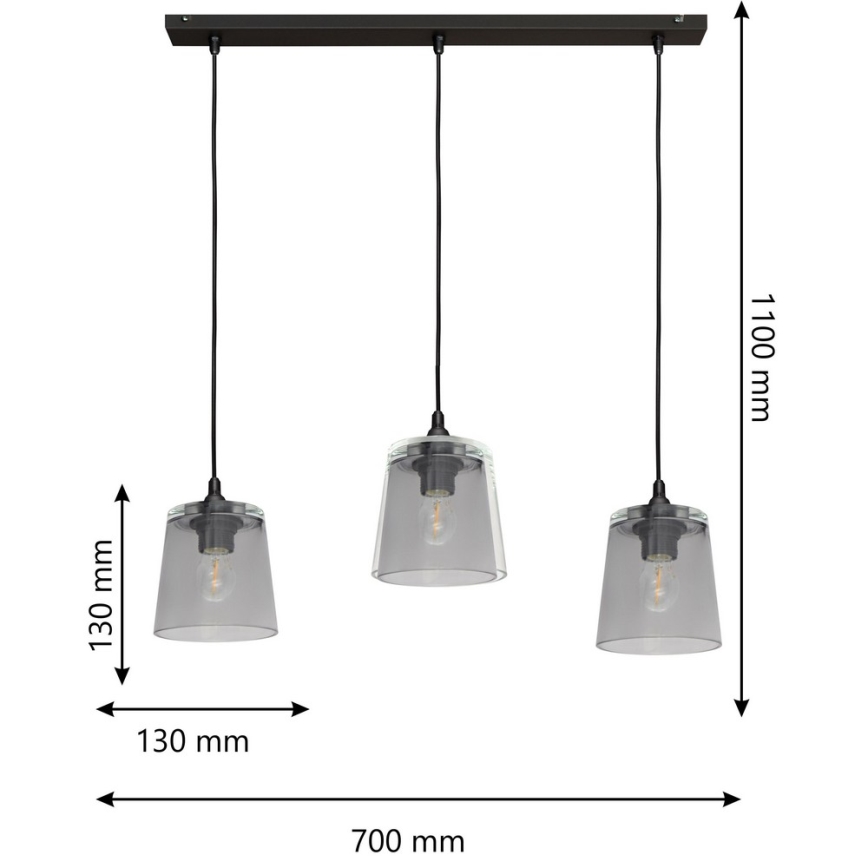 Luster na lanku LUCEA 3xE27/15W/230V
