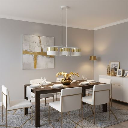 Luster na lanku LUX 3xE27/15W/230V biela/zlatá