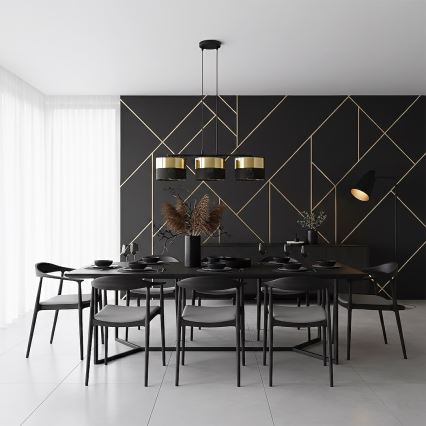 Luster na lanku LUX 3xE27/15W/230V čierna/zlatá