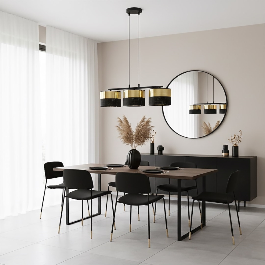 Luster na lanku LUX 3xE27/15W/230V čierna/zlatá