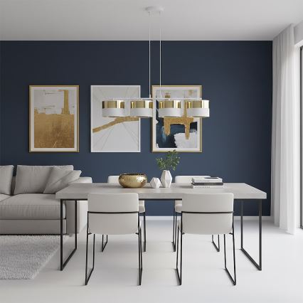 Luster na lanku LUX 4xE27/15W/230V biela/zlatá
