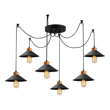Luster na lanku MANAVGAT 6xE27/40W/230V pavúk čierna/hnedá