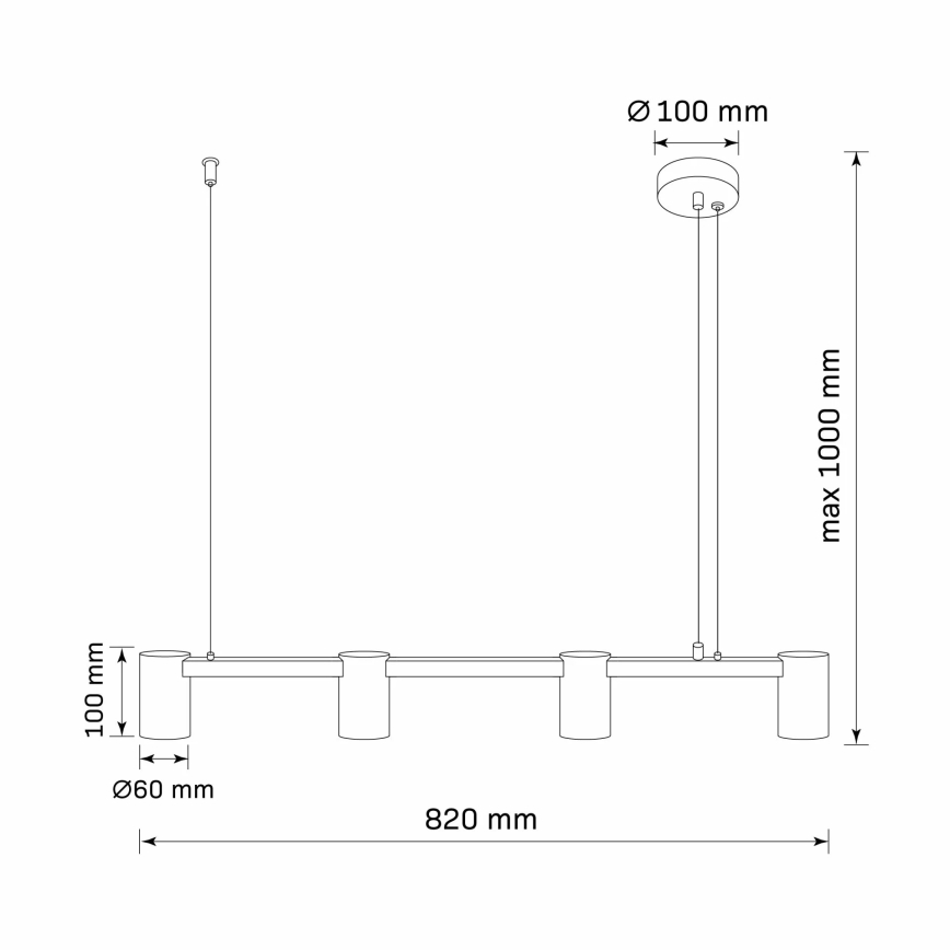 Luster na lanku MARIBEL 4xGU10/10W/230V čierna