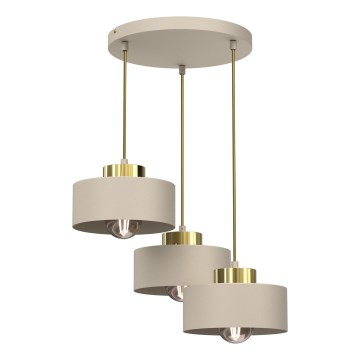 Luster na lanku MARTI 3xE27/15W/230V béžová/zlatá