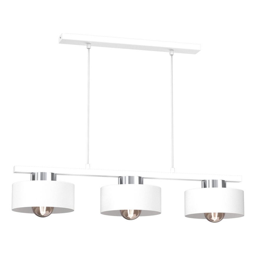 Luster na lanku MARTI 3xE27/15W/230V biela/lesklý chróm